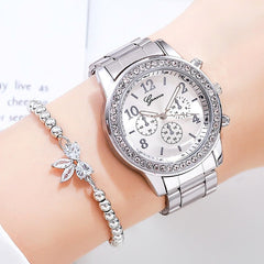 Rhinestone Rose Gold Watch Women Top Ladies Casual Quartz Watch