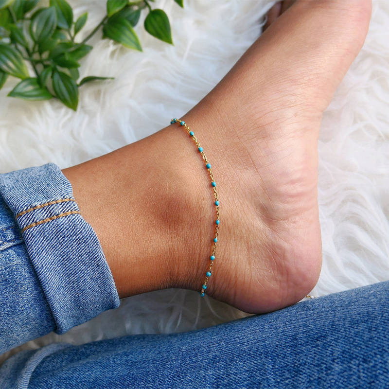 Classic Fashion Colorful Women Anklet Simple Stainless Steel