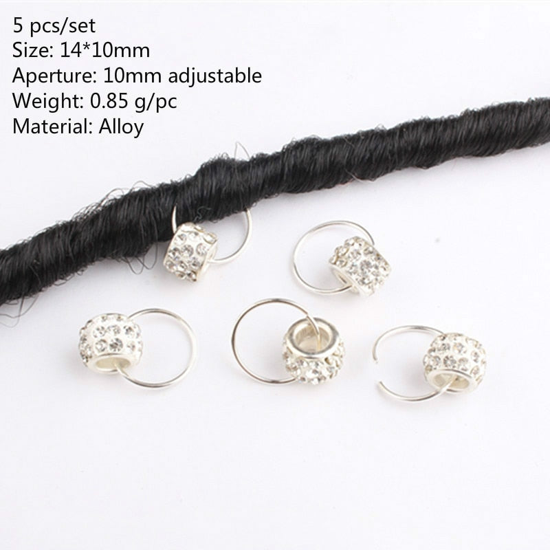 5-50pcs/bag Silver Metal Hair Rings Braid Dreadlocks Bead Hair