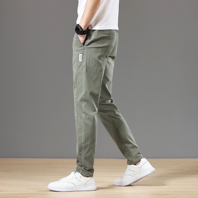 Men's Pants Classic Drawstring Elastic Waist Jogging Thin Casual Cargo Trousers