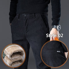 Fleece Warm Pants Men Thick Elastic Waist Fluff Pant Classic Trousers