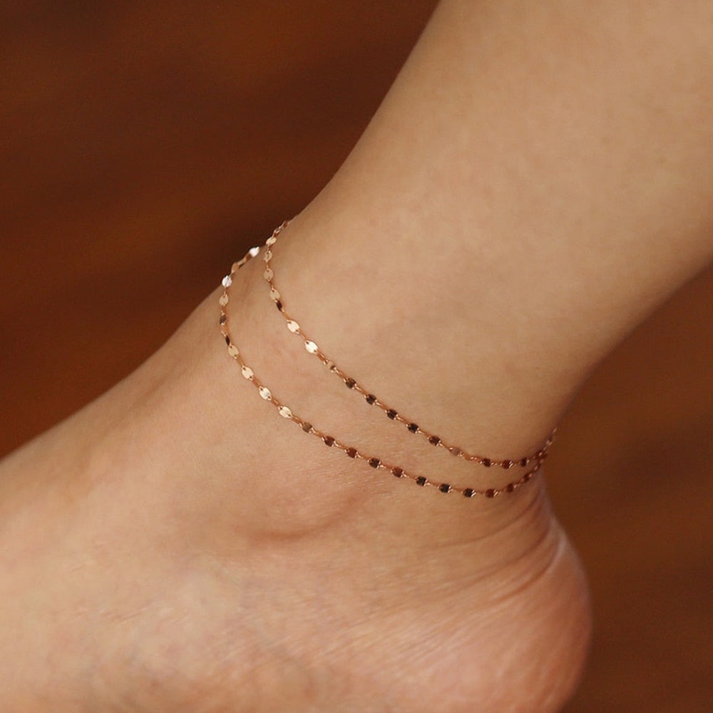 Stainless Steel Fish Lips Chain Anklet