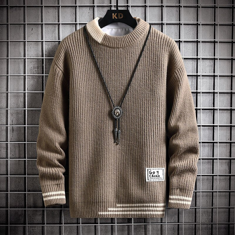 Knitted Sweater Men O-neck Long Sleeve Slim Fit Sweater Knit