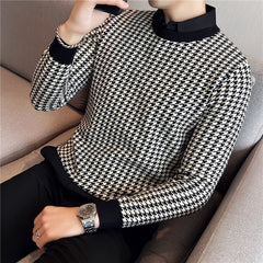 Men Winter Thermal Knitting Sweater Slim Fit Shirt Collar Pullover