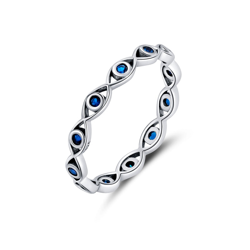 Silver Rings Zircon Simple Lucky Eye Finger Ring