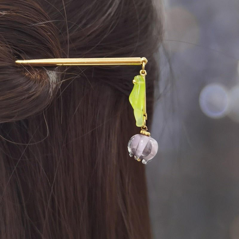 Chinese Style Hanfu Headpiece Women Flower Long Tassel Hairpin