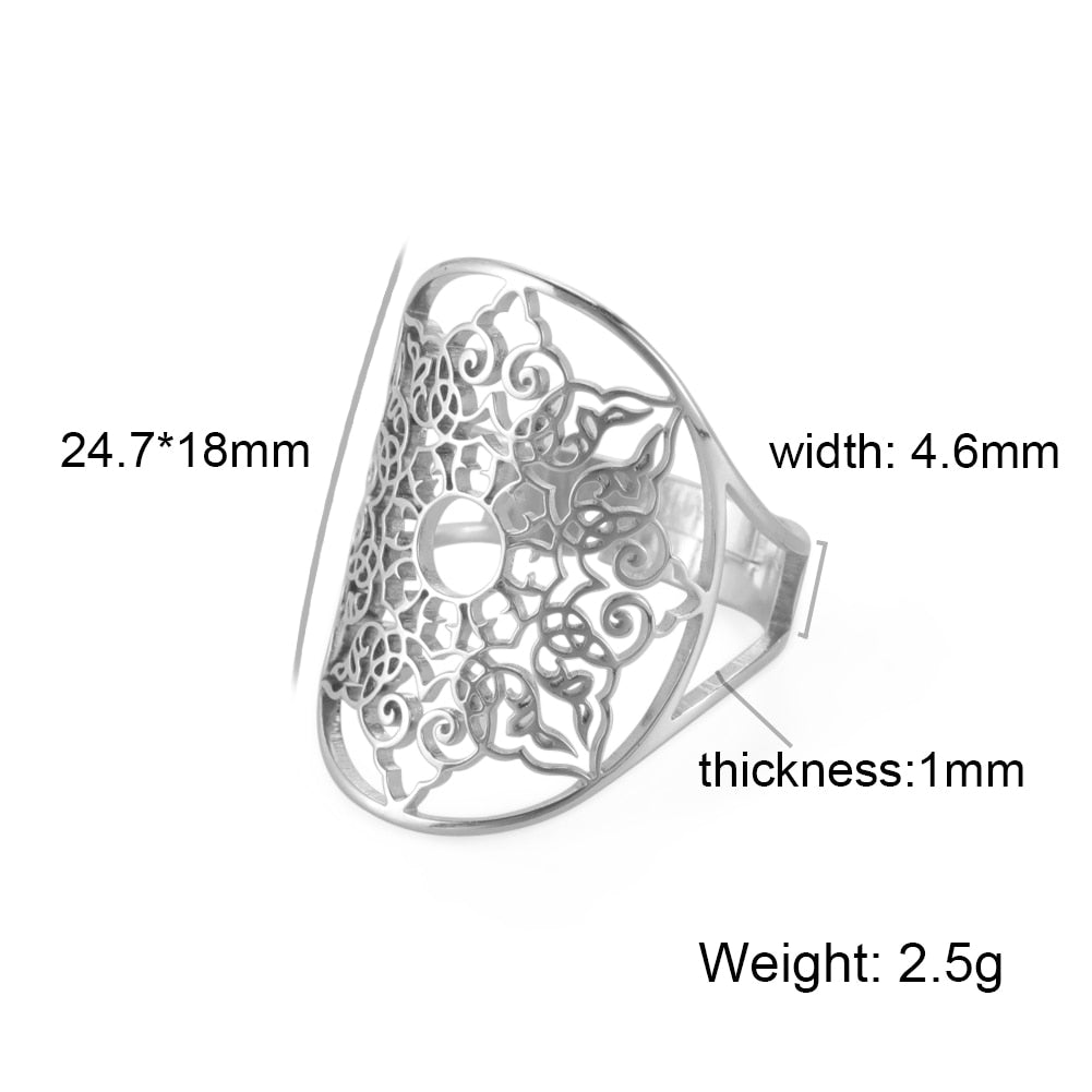 Geometric Flower of Life Ring Adjustable Stainless Steel Ring