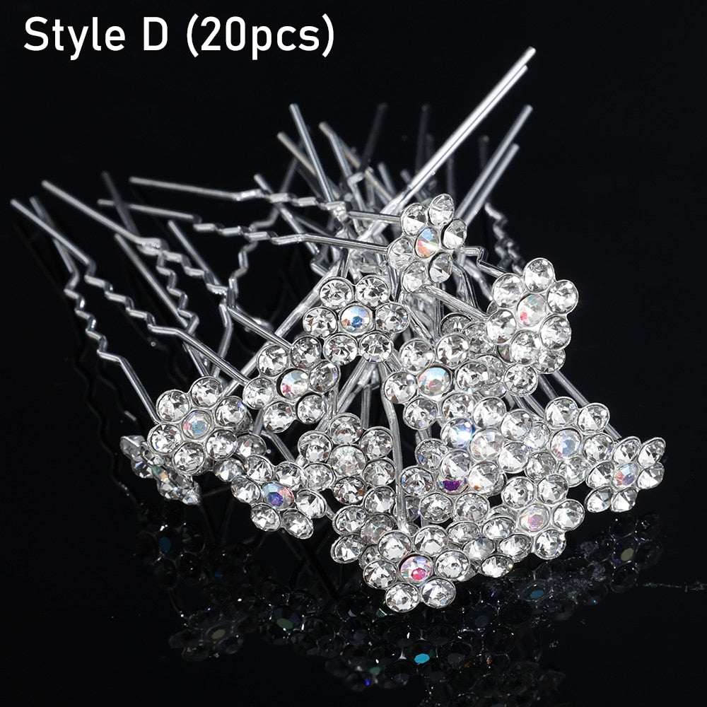 Silver Color Pearl Rhinestone Wedding Hair Combs