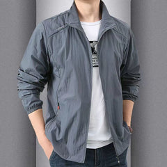 Quick Drying Breathable Jacket Loose Stand Collar Coats Pocket Sports Men