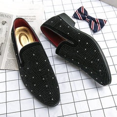 Men Dress Shoes Velvet Crystal Men's Loafers Office Business Footwear