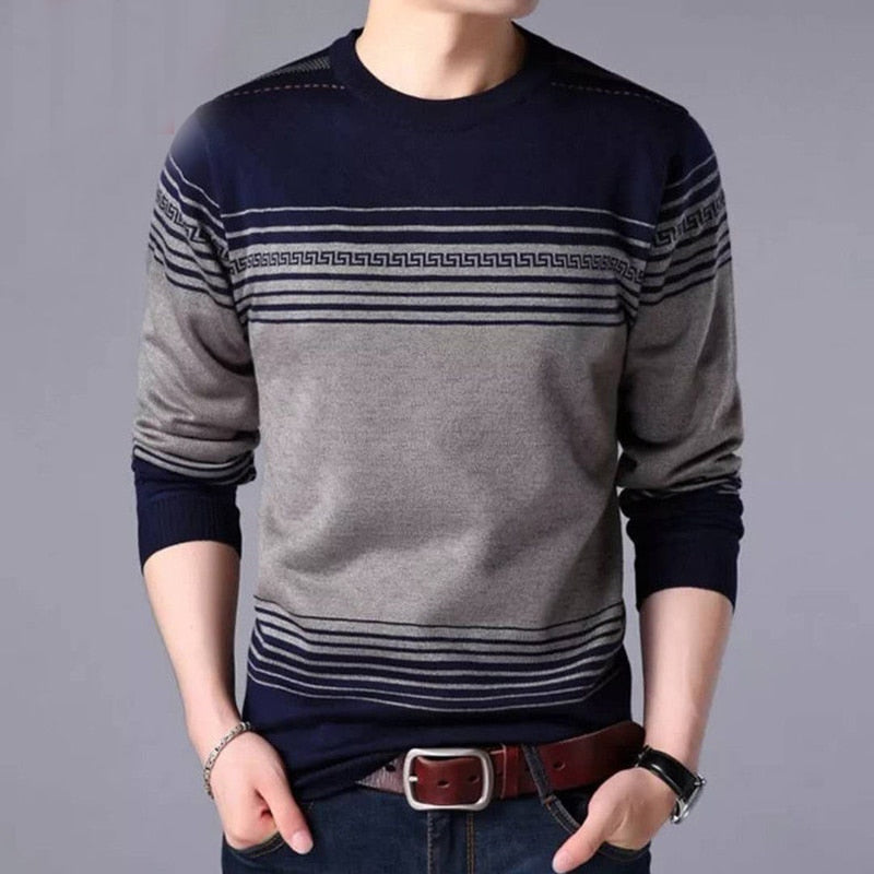 Autumn Winter Casual Loose Striped Sweaters Long Sleeve Pullover Keep Warm