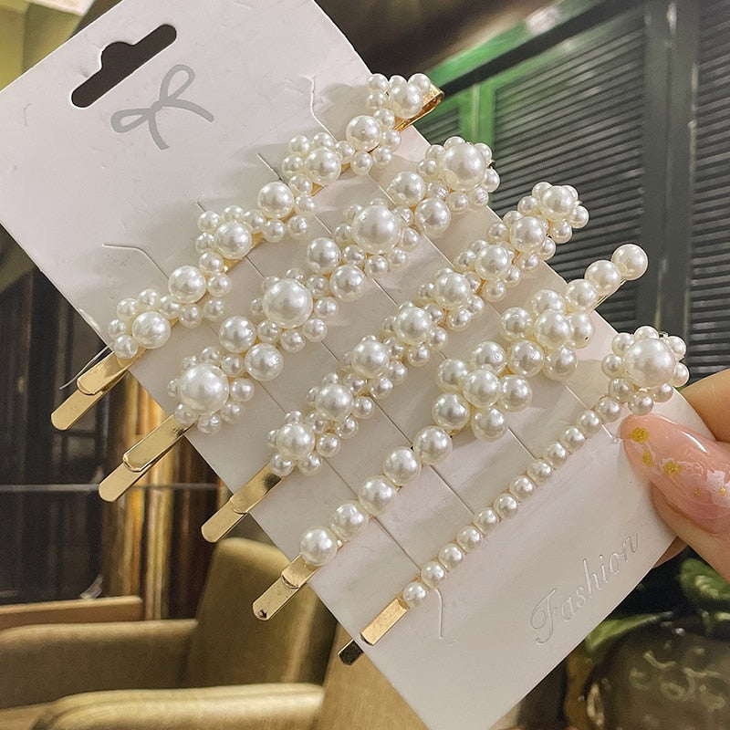 Simulated Pearl Hair Clips For Women