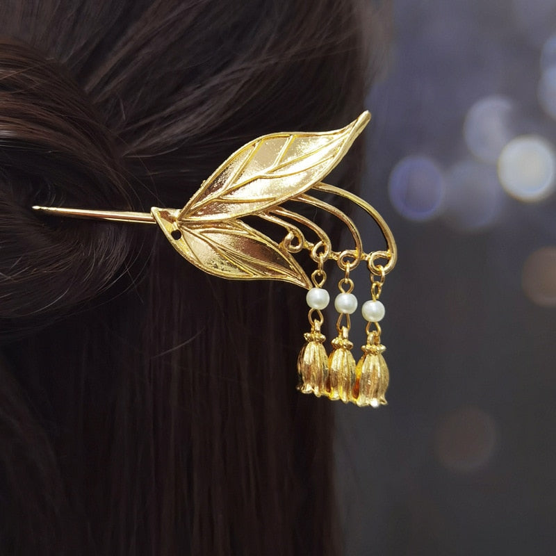 Chinese Style Hanfu Headpiece Women Flower Long Tassel Hairpin