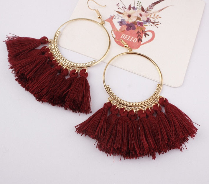 Fashion Tassel Earrings Creative Jewelry Large Hoop Earrings