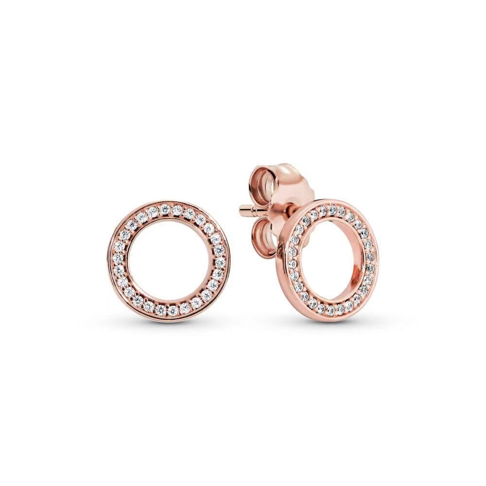 Sterling Silver Rose Gold Color pan Earrings