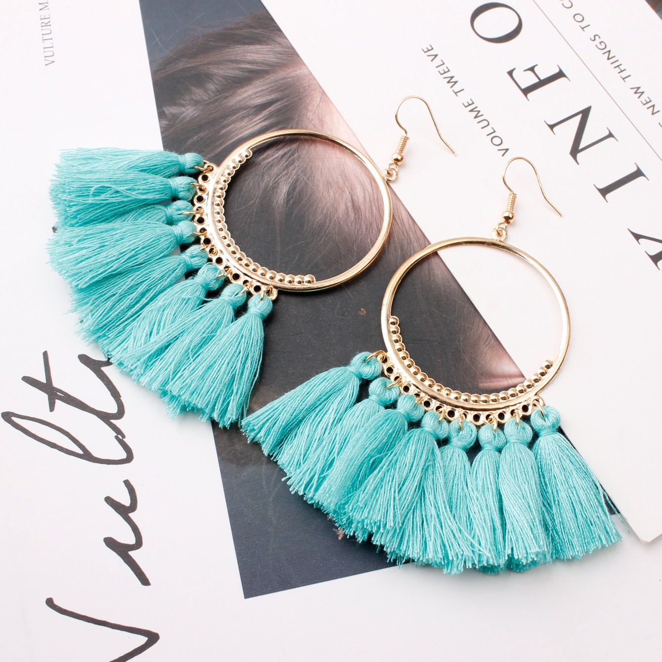 Fashion Tassel Earrings Creative Jewelry Large Hoop Earrings