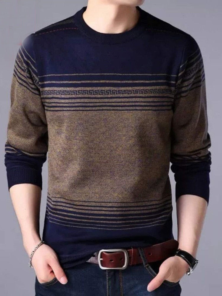 Autumn Winter Casual Loose Striped Sweaters Long Sleeve Pullover Keep Warm