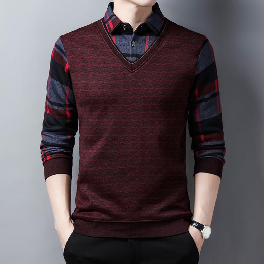 Men Sweater Turn-down Collar Long Sleeve Slim Spring Sweaters Slim