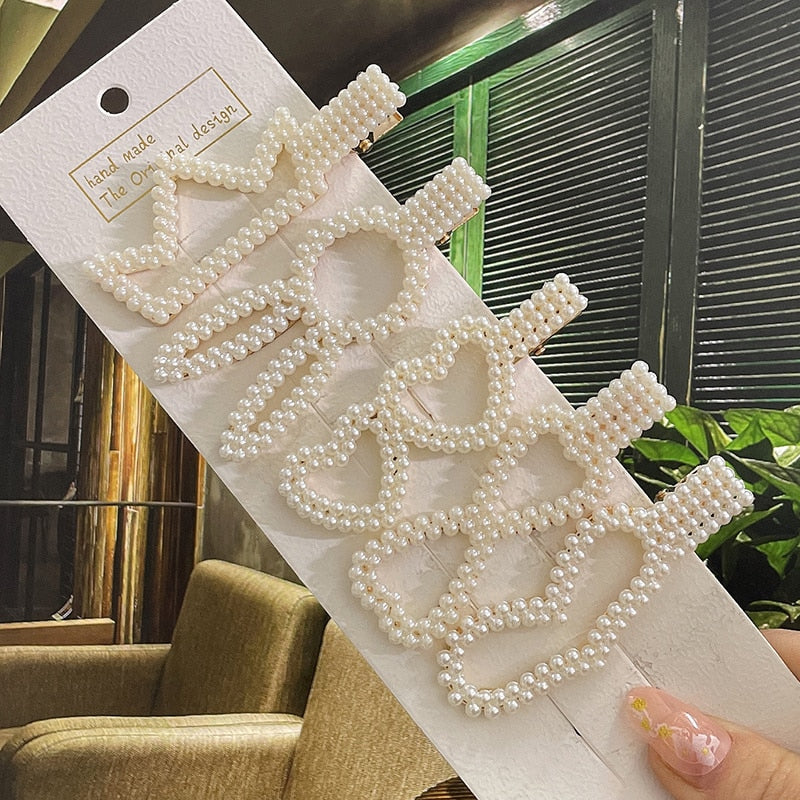 Simulated Pearl Hair Clips For Women