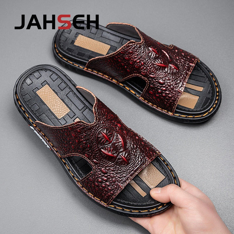 Business Slippers Crocodile Men Flip Flops Non-slip Slippers