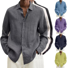 Flax Shirts for Men Clothing Vintage Shirt