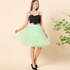 5 Layers 60cm Tutu Tulle Skirt Vintage Midi Pleated Skirts