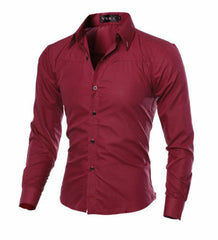 Men Casual Formal Shirt Long Sleeve Slim Fit Business Dress Shirts Tops