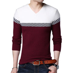 Men Sweater Business Leisure Sweater Pullover V-neck Fit Slim Sweaters Knitted