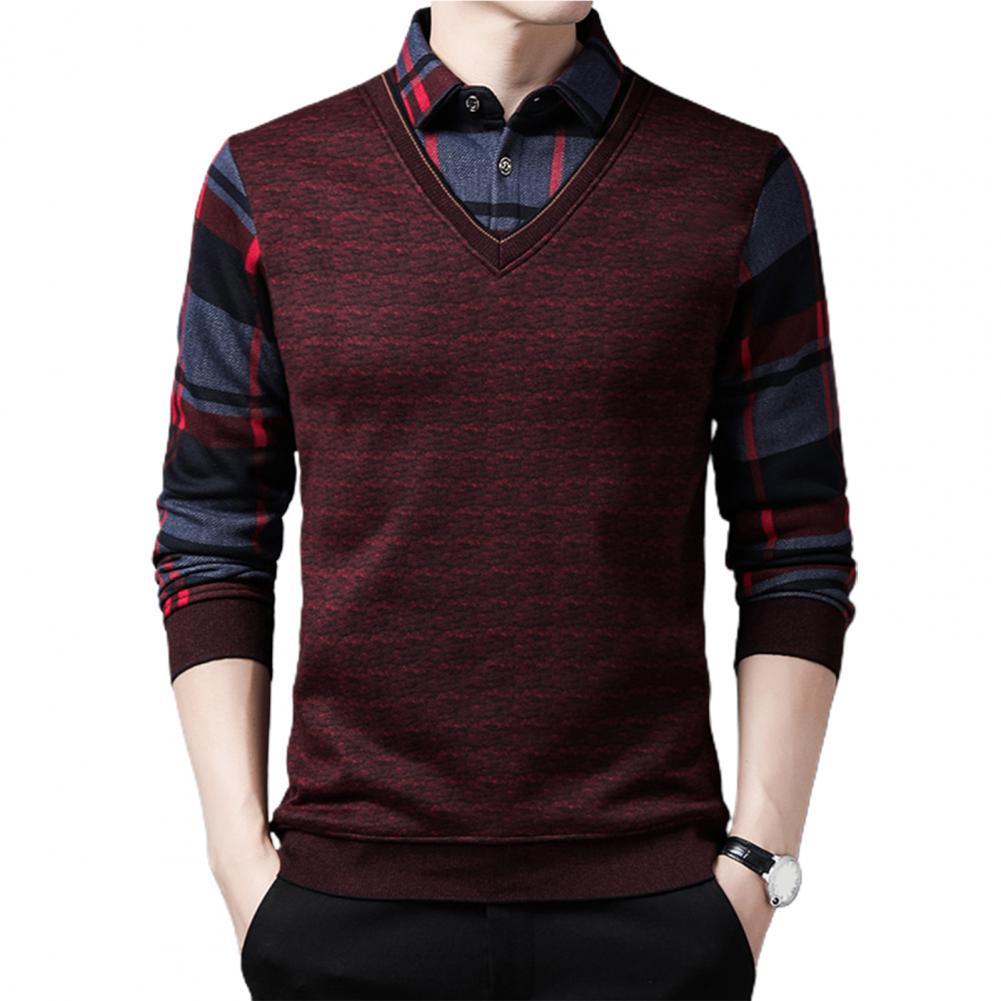 Men Sweater Turn-down Collar Long Sleeve Slim Spring Sweaters Slim