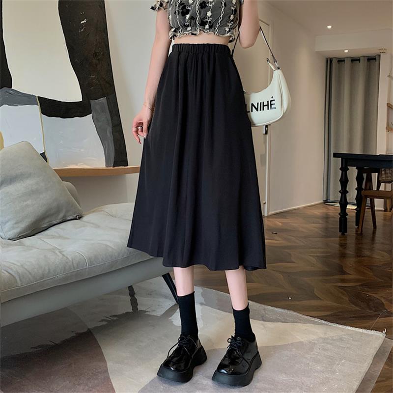 Vintage Floral Print A-line Pleated Long Skirts Summer