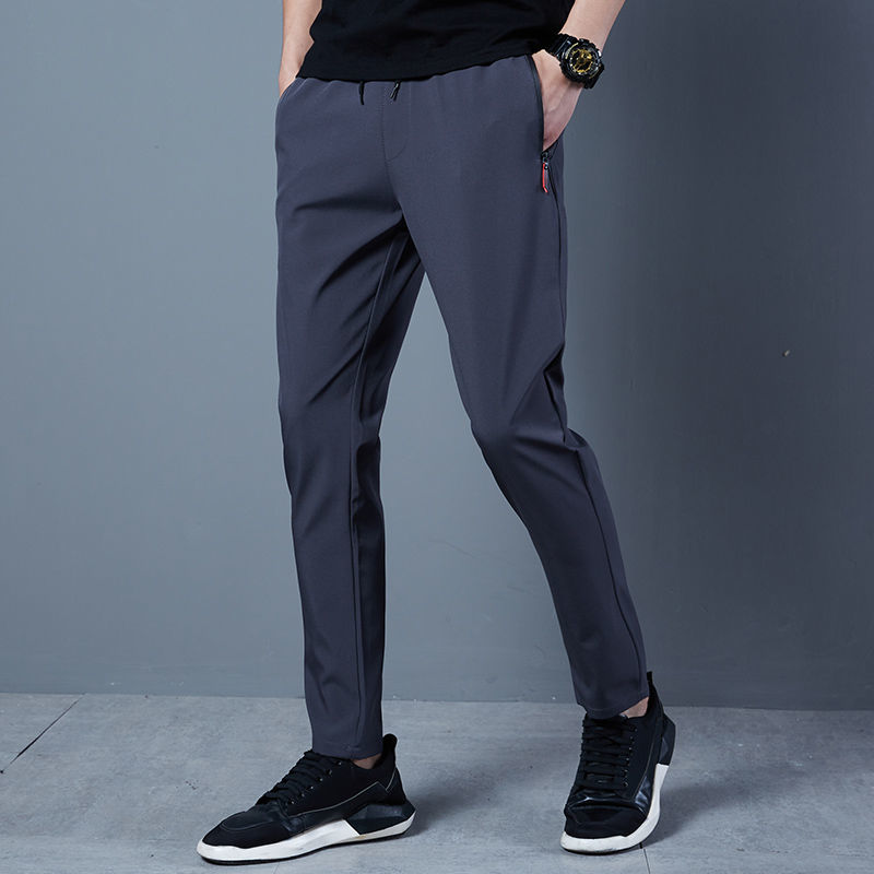 Men's Casual Pants Ice Silk Thin Sports Pants Straight Trousers Quick-drying Pants