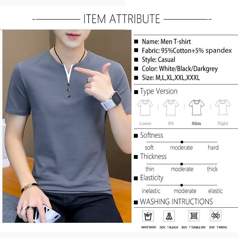 Top Men T-shirt Casual Short Sleeve Cotton Business T-shirts