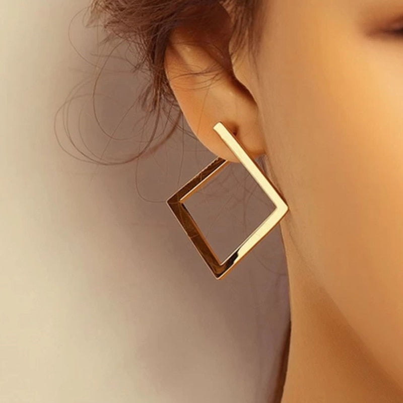 Steel Gold Tone Women Chunky Hoops Earrings