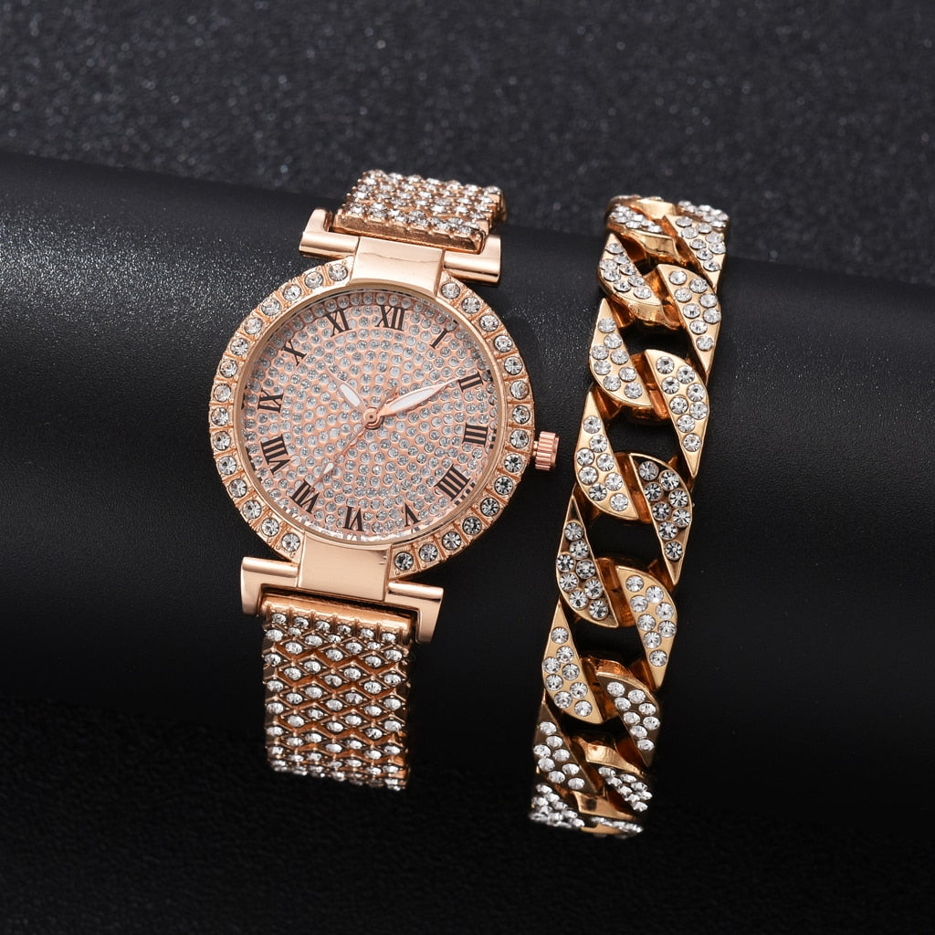 Diamond Women Watches Gold Watch Ladies Wrist Rhinestone