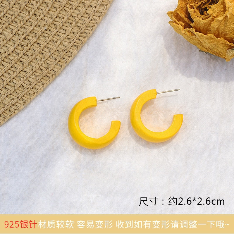 Yellow Lemon Earrings Design Peach Heart Love Sweet Girl Earrings