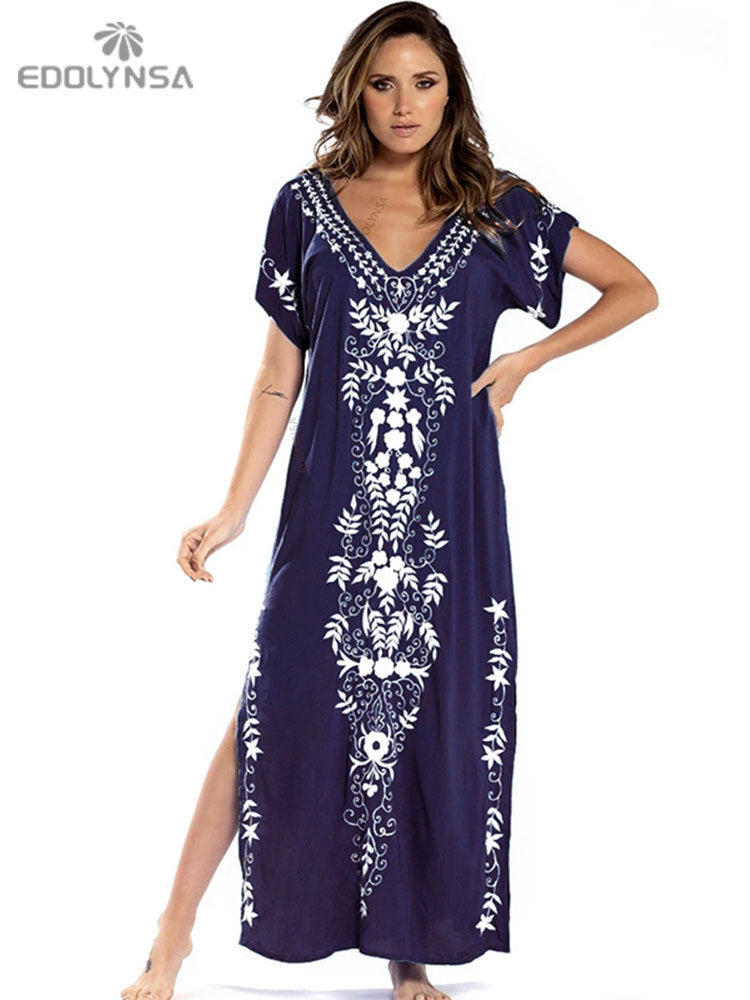 Embroidery Beach Cover up Saida de Praia Swimsuit