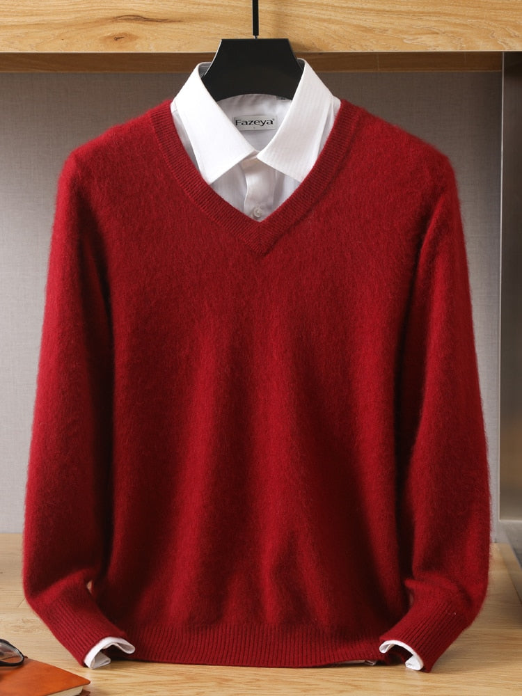 Men's Sweater V-Neck Pullovers Knit Sweater Tops Long Sleeve High-End Jumpers