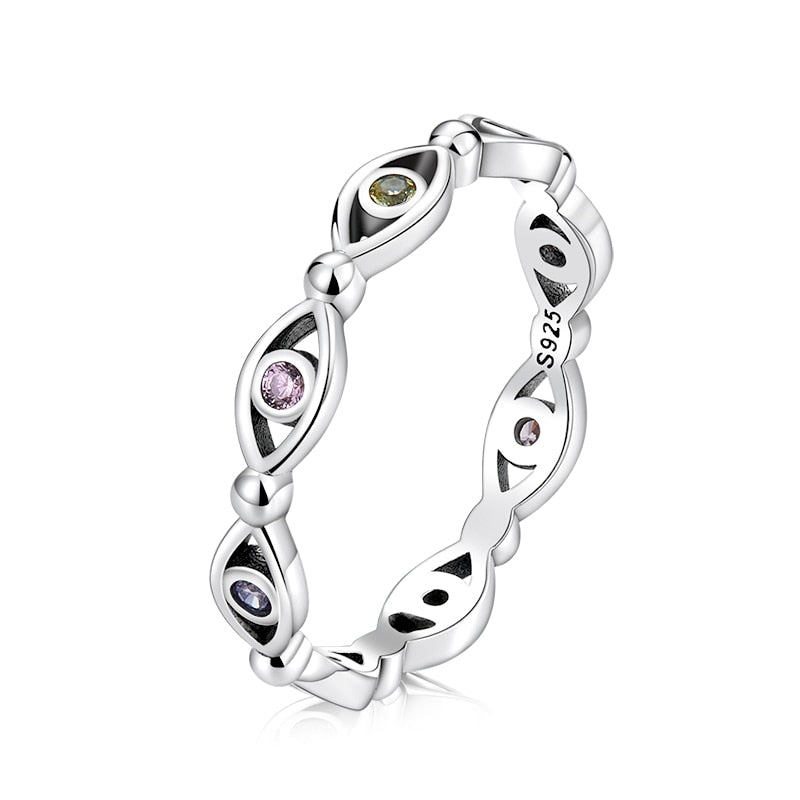 Silver Rings Zircon Simple Lucky Eye Finger Ring