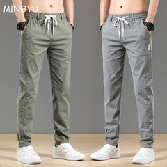 Men's Pants Classic Drawstring Elastic Waist Jogging Thin Casual Cargo Trousers