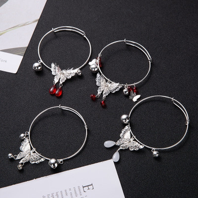 Bracelet Woman Bracelets Bells Bangles Round Vintage Silver