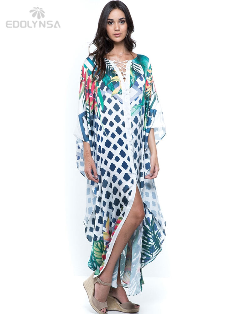 Moroccan Kaftan Bohemian Printed Summer Dress Long Tunic