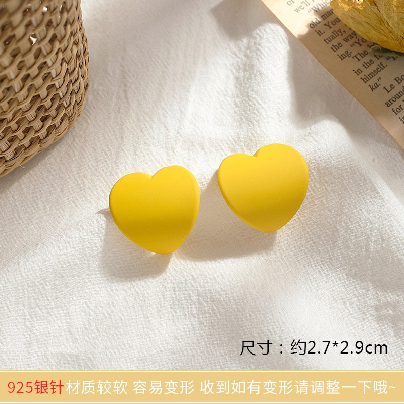 Yellow Lemon Earrings Design Peach Heart Love Sweet Girl Earrings