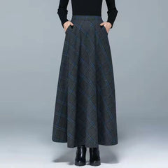 Winter Women Long Woolen Skirt Fashion High Waist Basic Wool Skirts