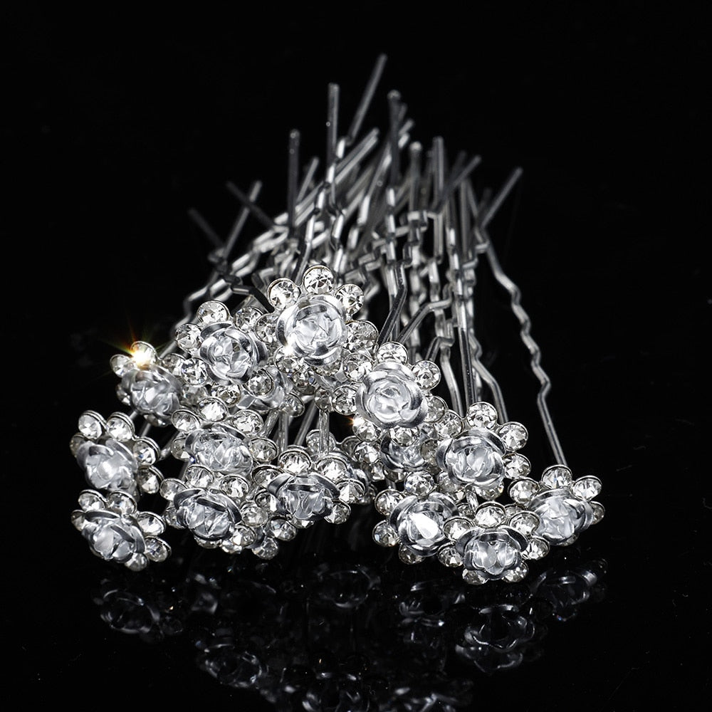 Silver Color Pearl Rhinestone Wedding Hair Combs Bridal Jewelry