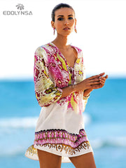 Beach Caftan Swimsuit Cover up Print Chiffon Pareo