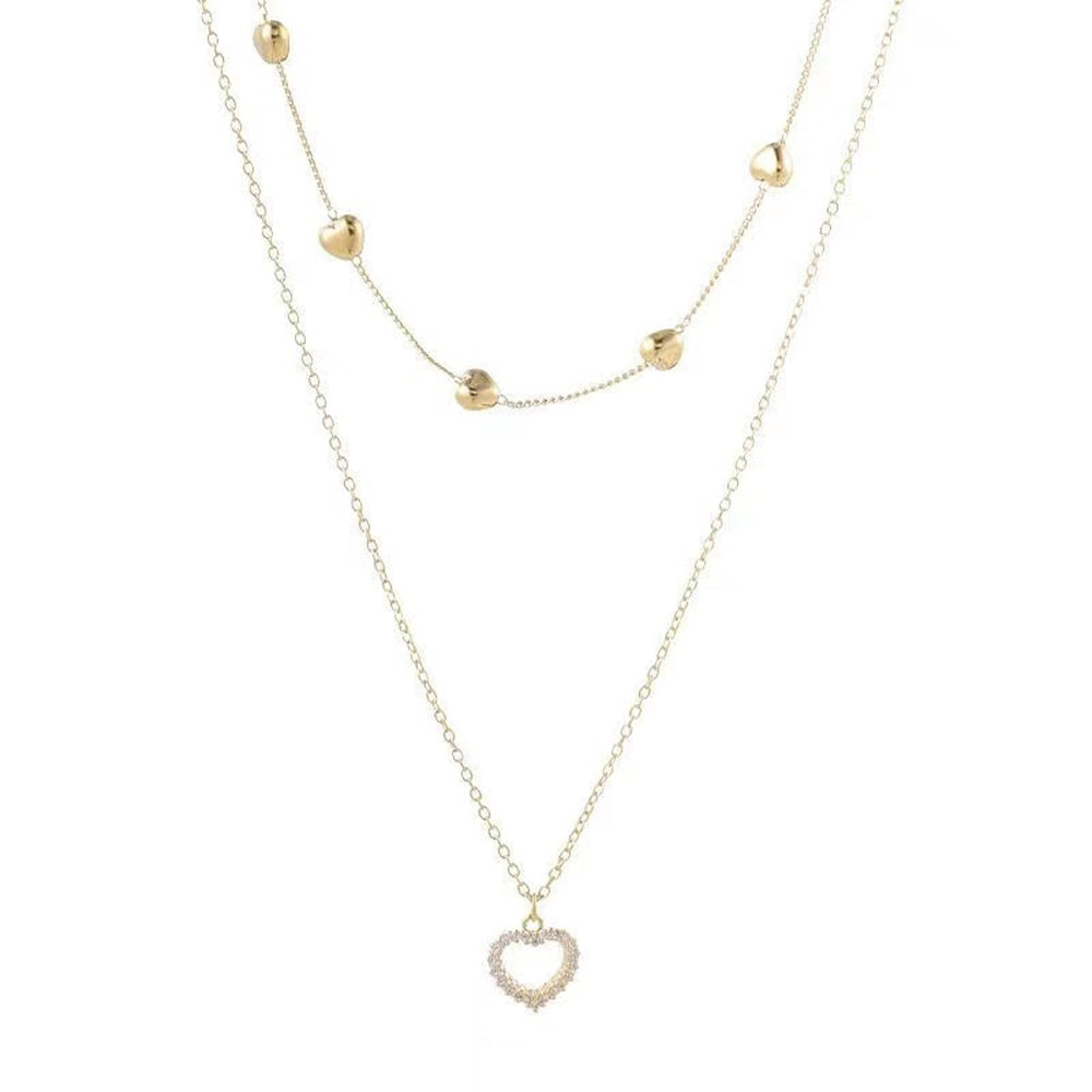 Fashion Trendy Jewelry Copper Heart Chain Link Necklace Gift