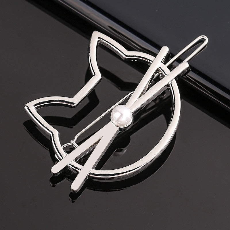 Fashion Woman Bow Hair Clip Metal Geometric Mini Hairpins