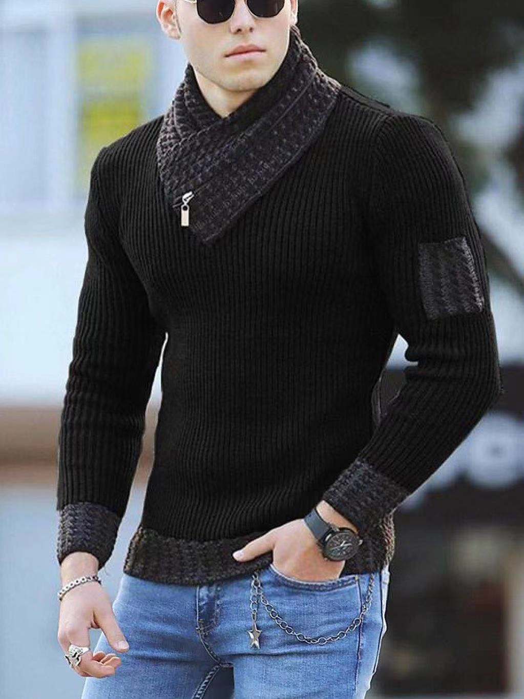 Men Sweater Wool Turtleneck Winter Warm Cotton Pullovers Sweaters