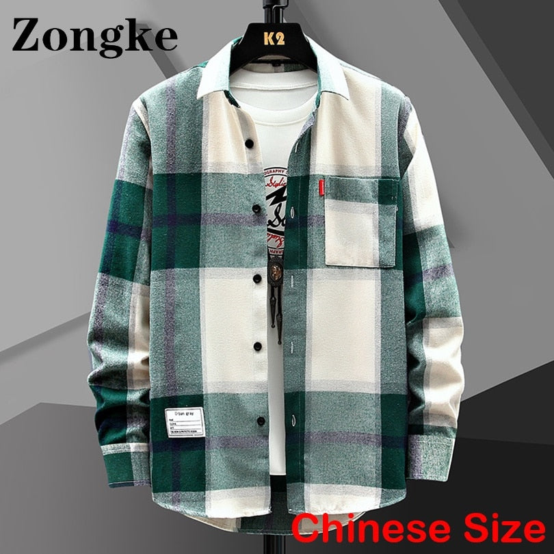 Plaid Shirts Men Fashion Clothing Shirts Clothes Vintage Spring