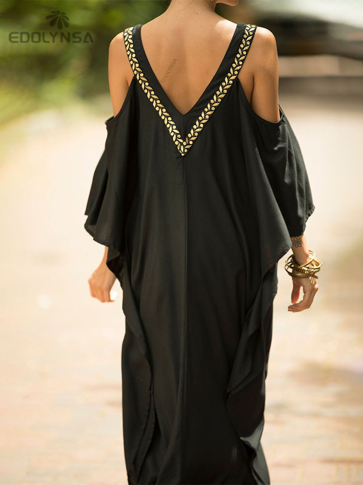 Elegant Black Kaftan Beach Tunic  Beach Cover up